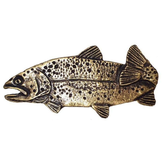 2" Long Trout Pull Left Facing, Antique Brass, Model 096AB
